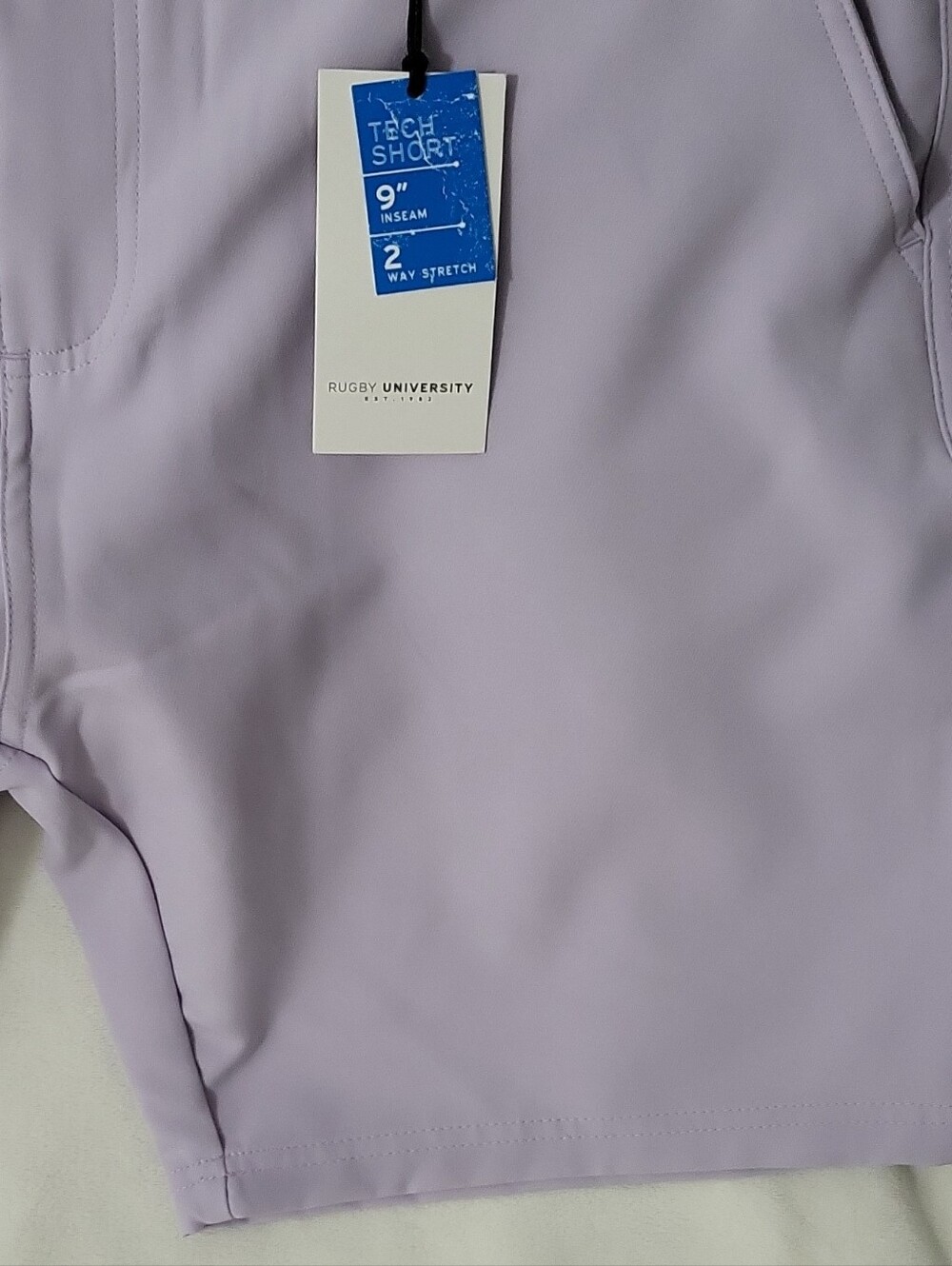 Rugby University Tech Shorts Purple 9" Inseam 2-Way Stretch Easy Care size 38 - Picture 10 of 16